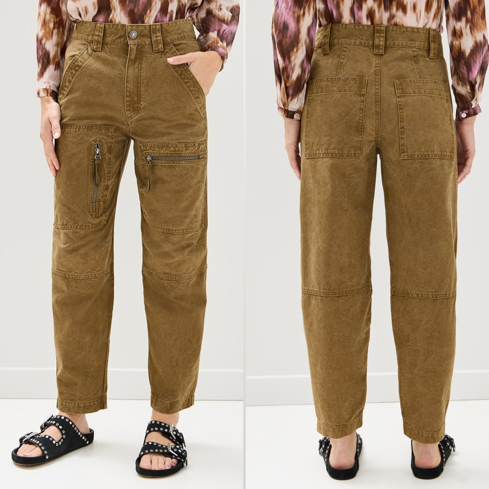 Isabel Marant Étoile Kelyane Pants Sz 40 FR / 8 US Khaki Cargo Straight Leg